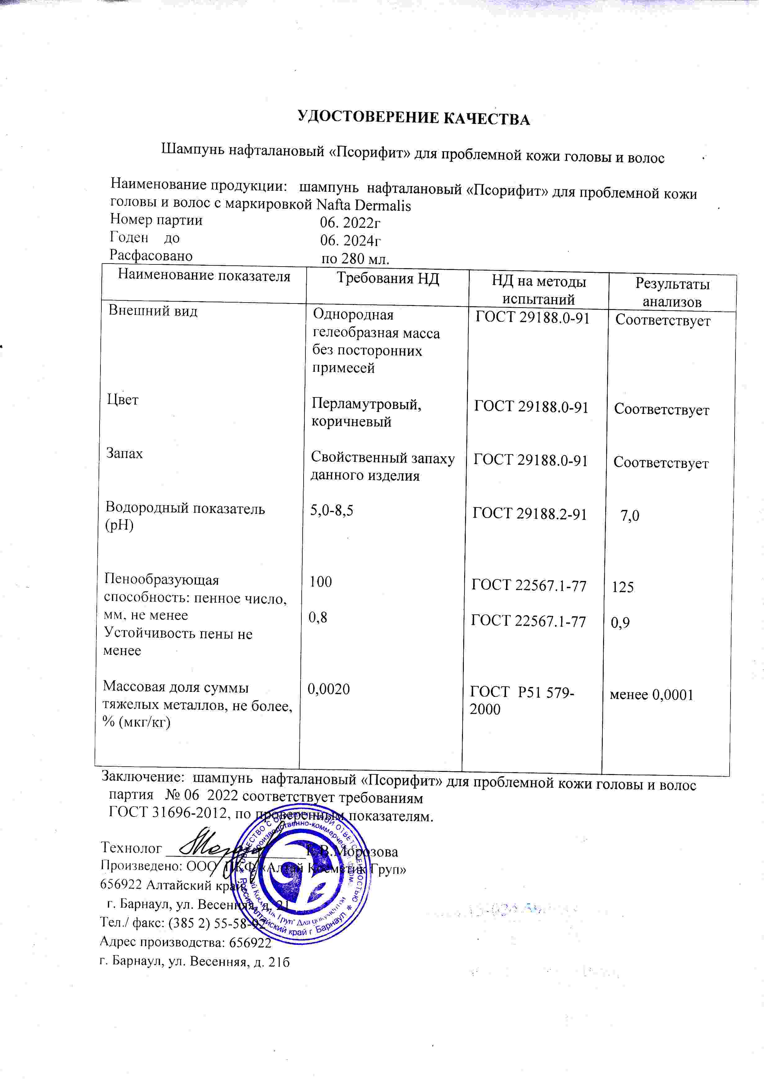 Паспорт №062022